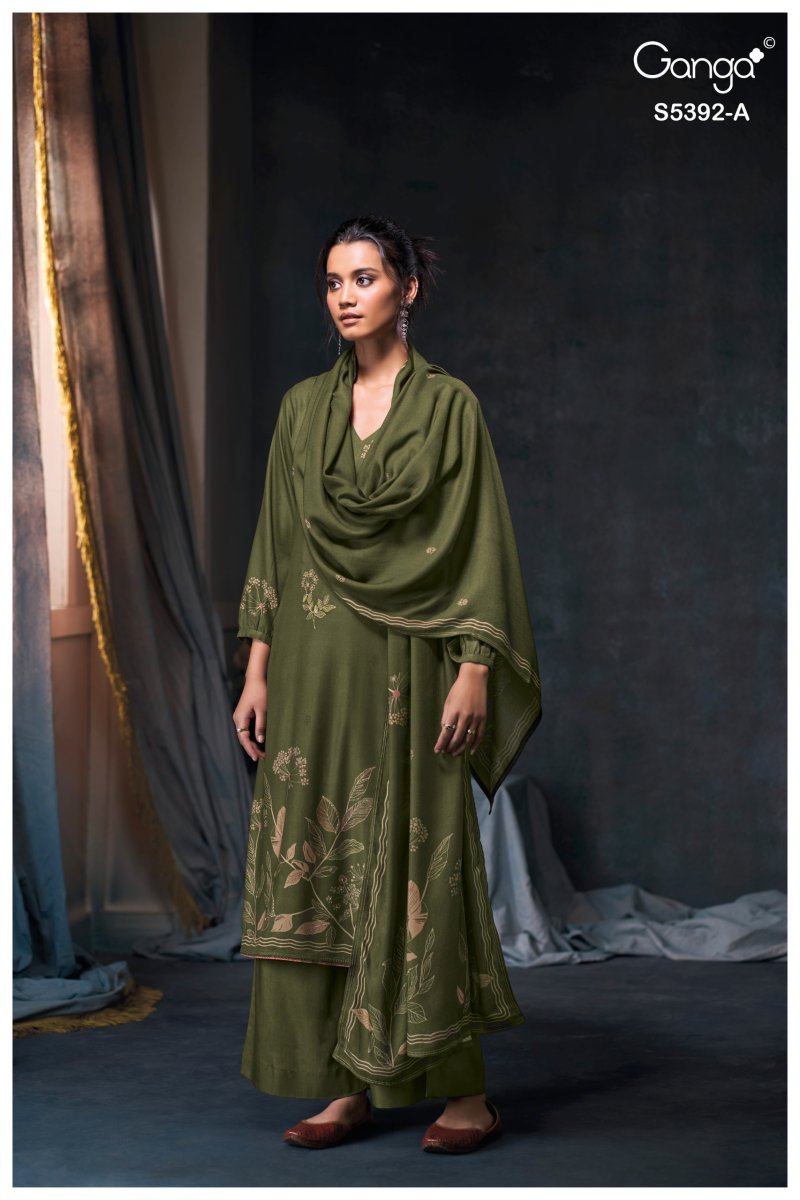 Jovela 5392 By Ganga Wool Pashmina Dress Materials